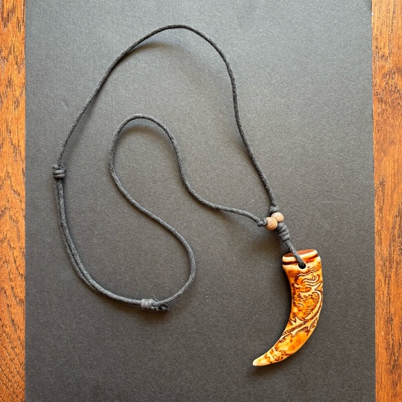 Carved Fang Sun Dragon Necklace | Adjustable - Picture 3 of 8